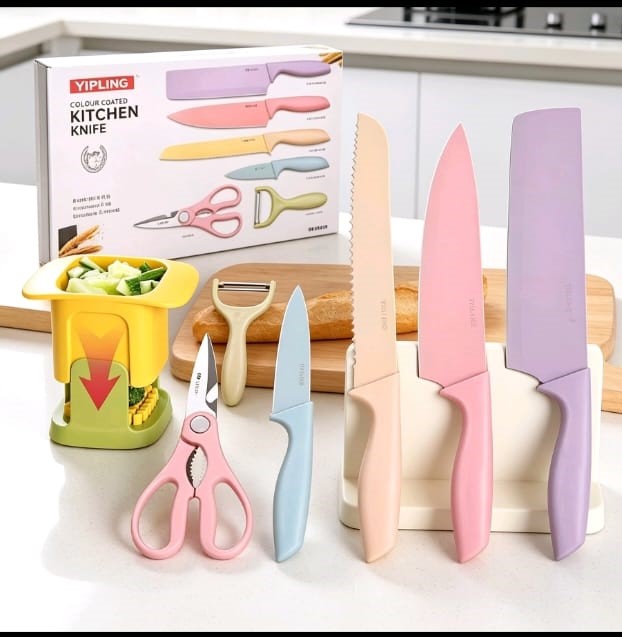 set de cuchillos mas cortador de papa